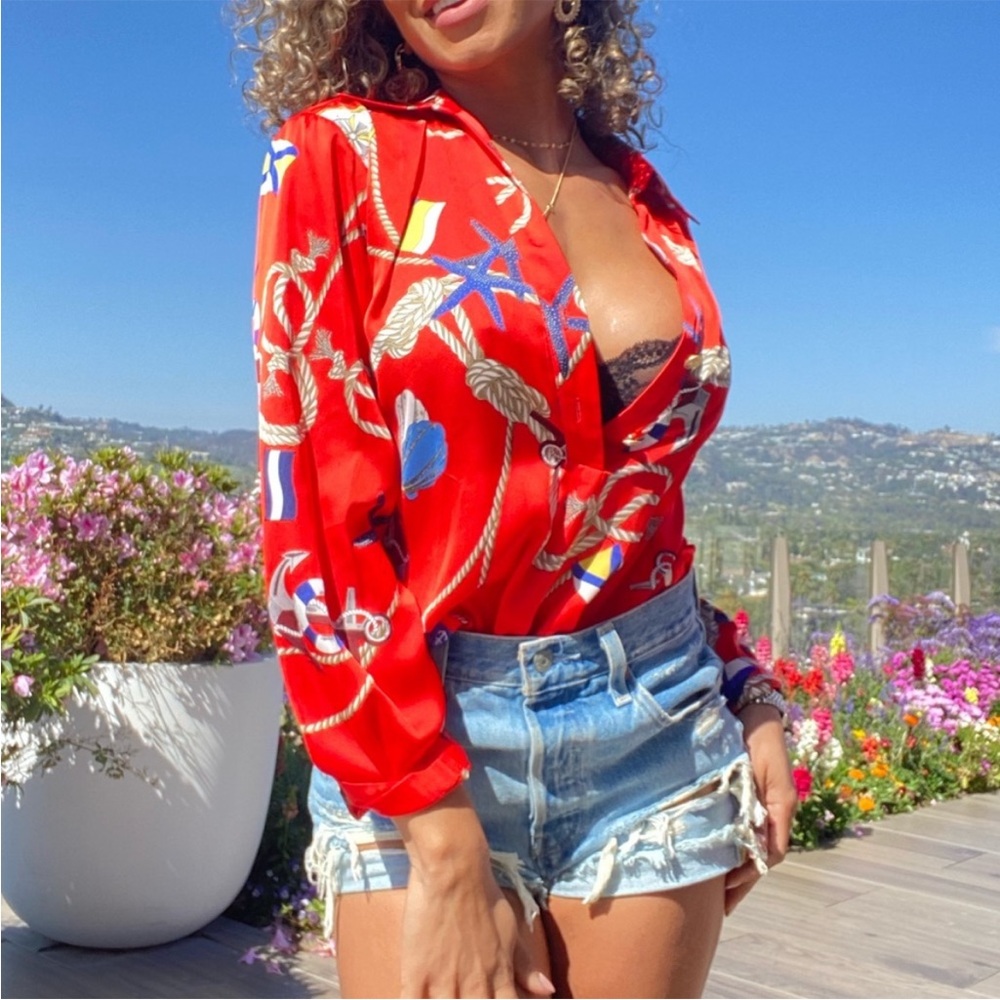 Red Sailor Print Zara Top
